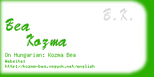 bea kozma business card